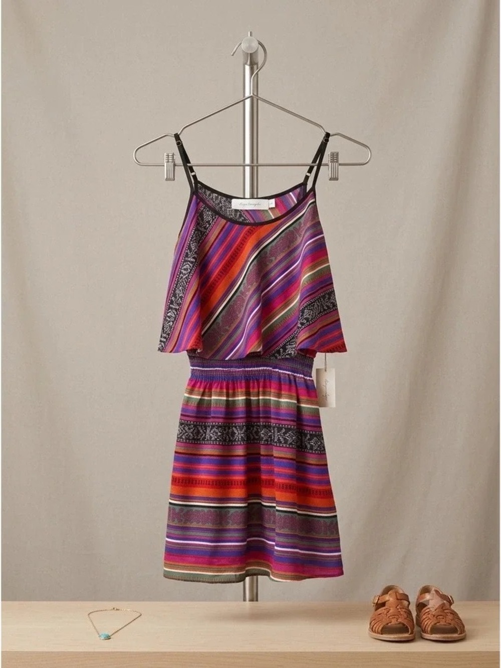 Striped Multicolor Summer Dress with Spaghetti Straps